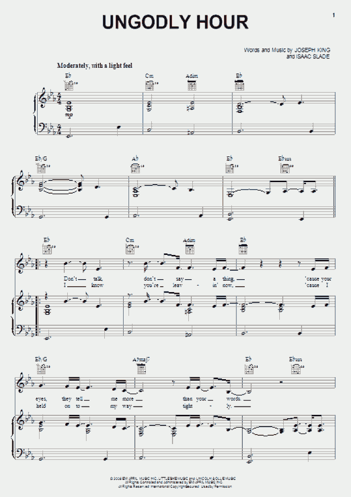 Ungodly Hour Piano Sheet Music OnlinePianist