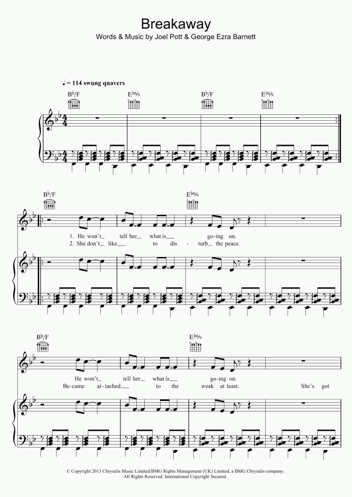 Breakaway Piano Sheet Music OnlinePianist