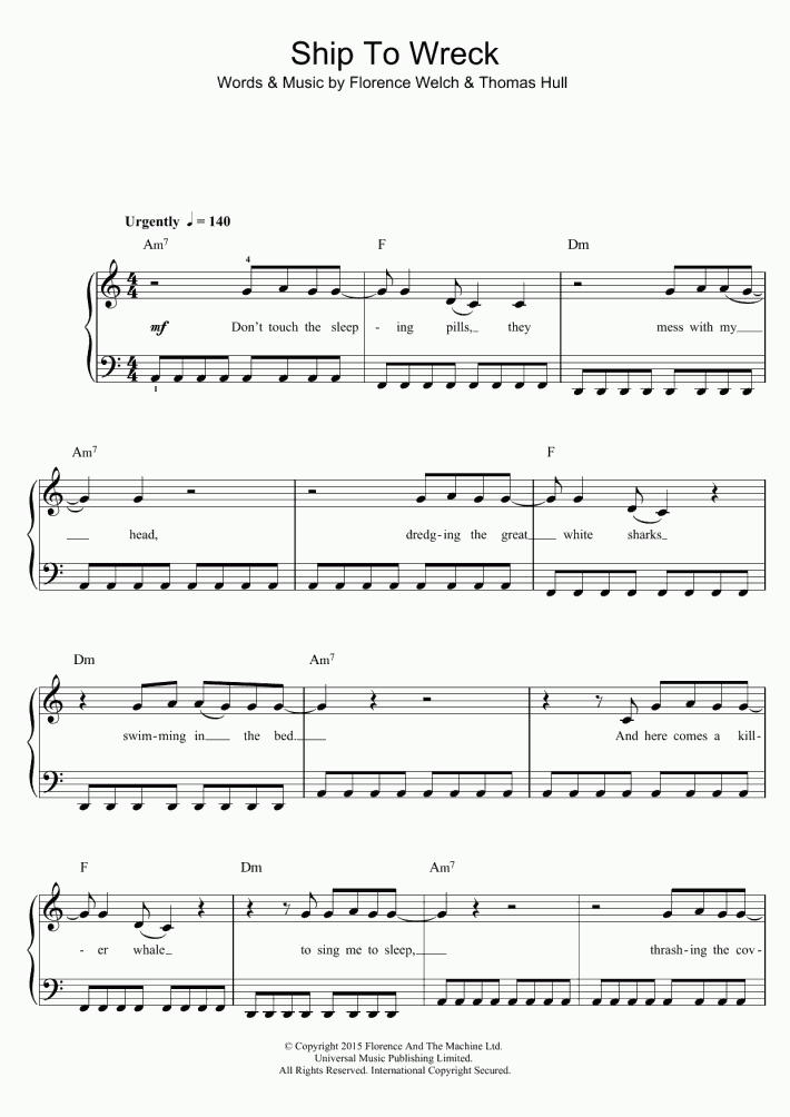 Ship To Wreck Piano Sheet Music OnlinePianist