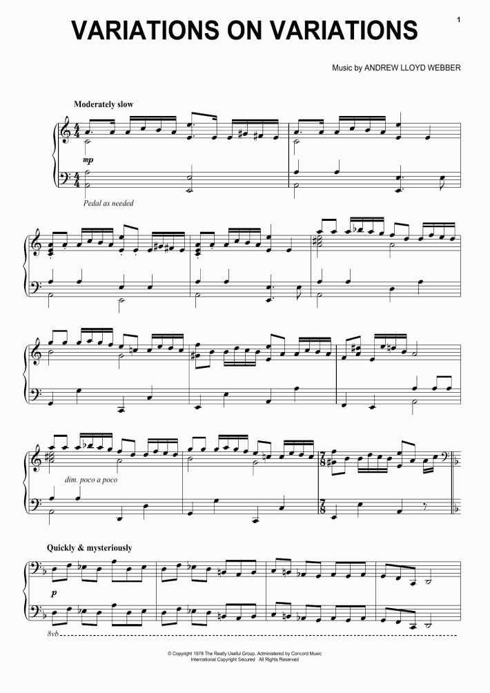 Variations On Variations Piano Sheet Music