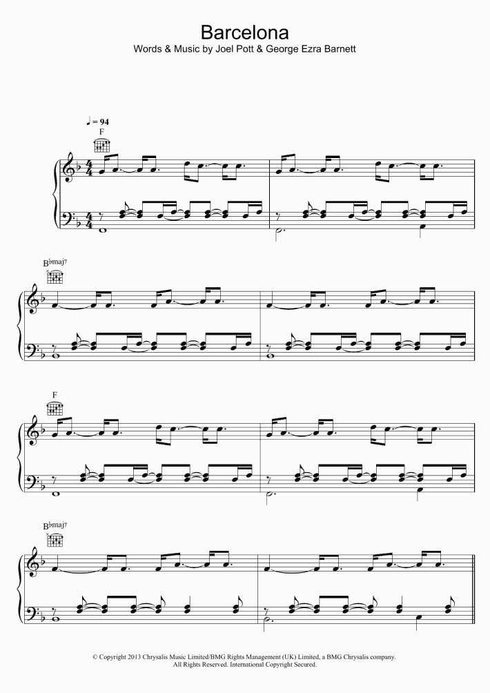 Barcelona Piano Sheet Music OnlinePianist