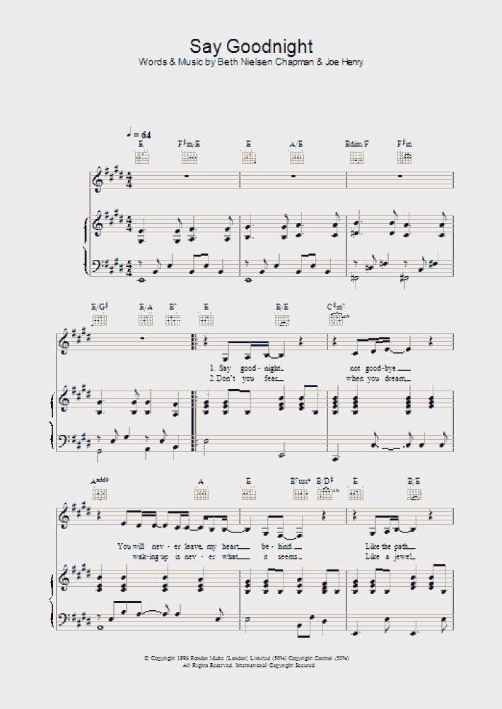 Goodnight Julia Piano Sheet Music
