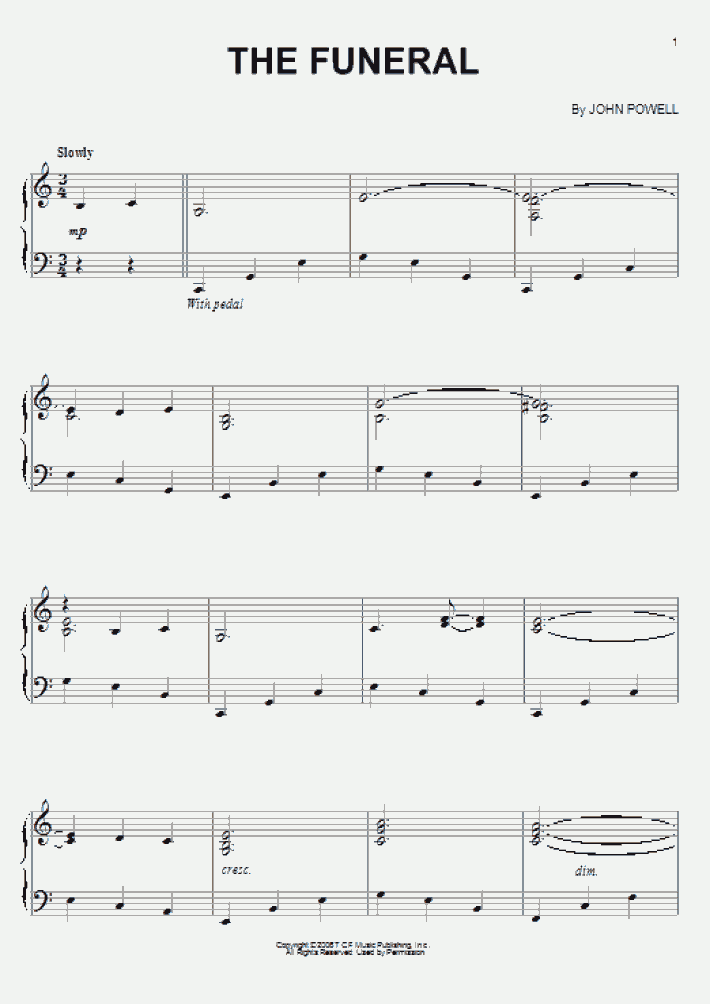 The Funeral Piano Sheet Music OnlinePianist