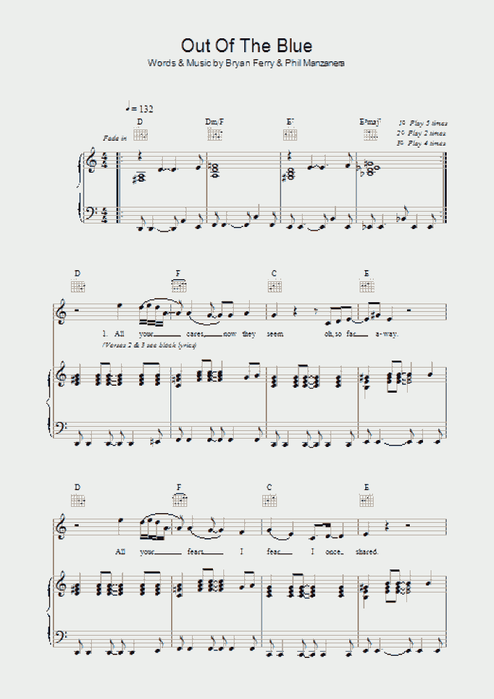 Out Of The Blue Piano Sheet Music OnlinePianist
