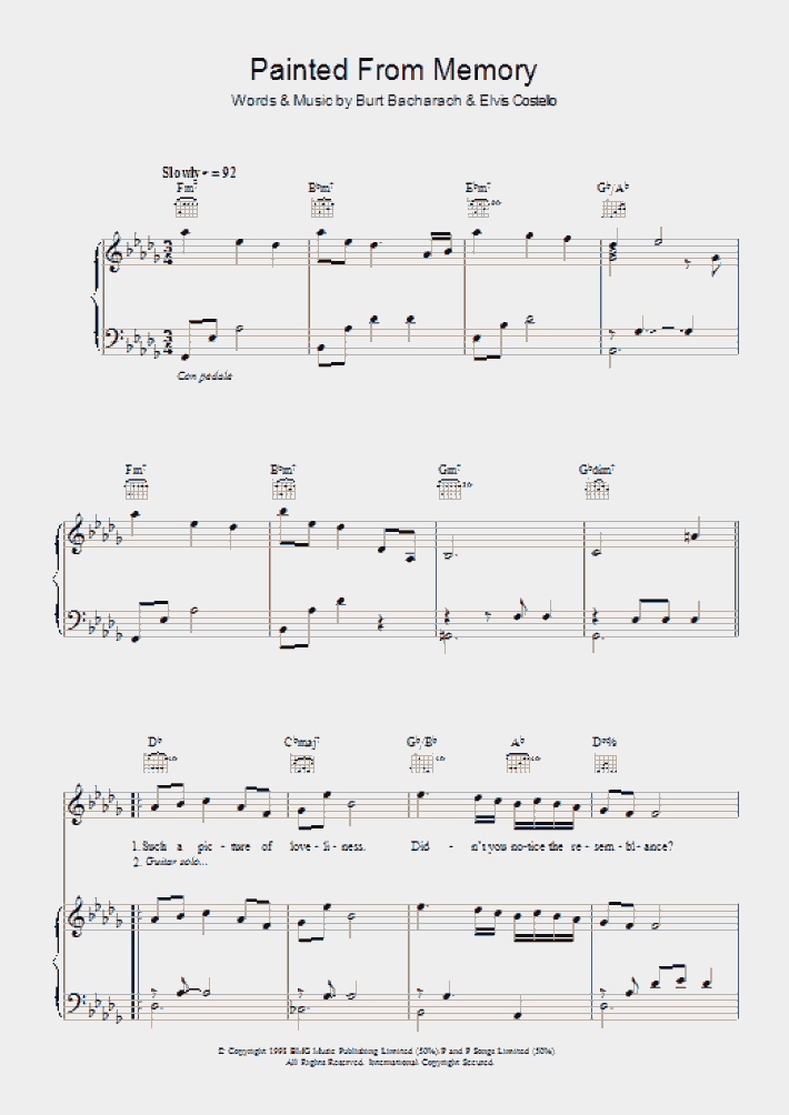Painted From Memory Piano Sheet Music OnlinePianist