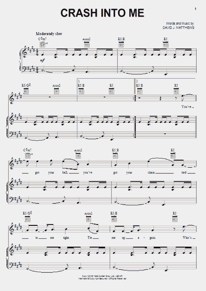 Crash Into Me Piano Sheet Music OnlinePianist