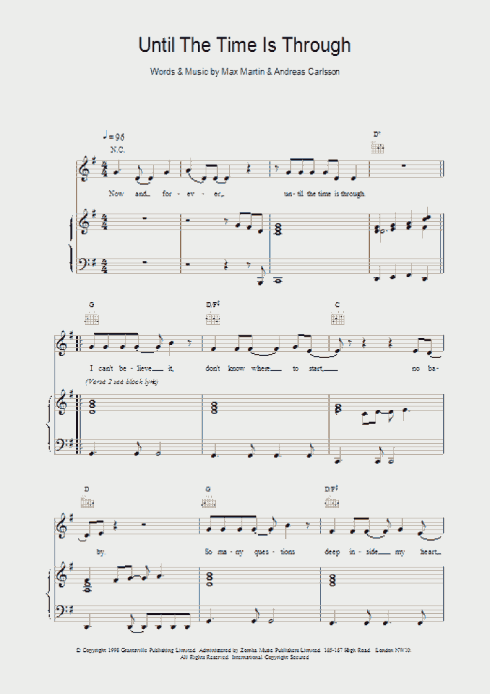 Until The Time Is Through Piano Sheet Music onlinepianist