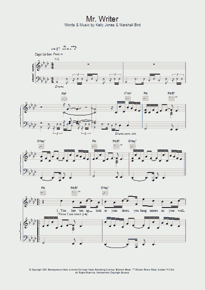 Stereophonics Handbags And Gladrags Chords