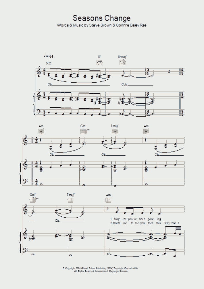 Seasons Change Piano Sheet Music OnlinePianist