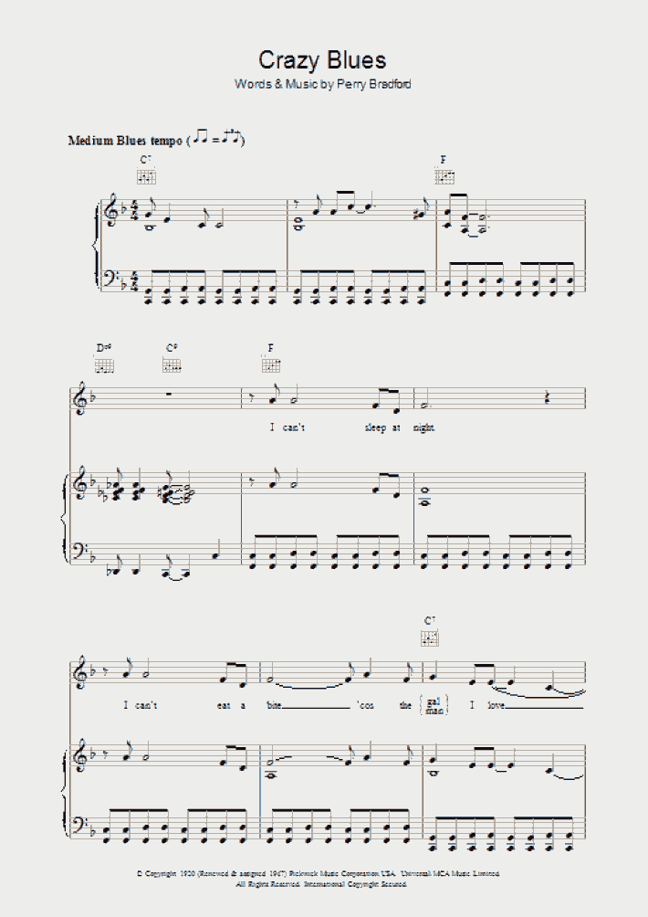 Crazy Blues Piano Sheet Music Onlinepianist — creamer, layton, wilbur sweatman's original jazz band. onlinepianist