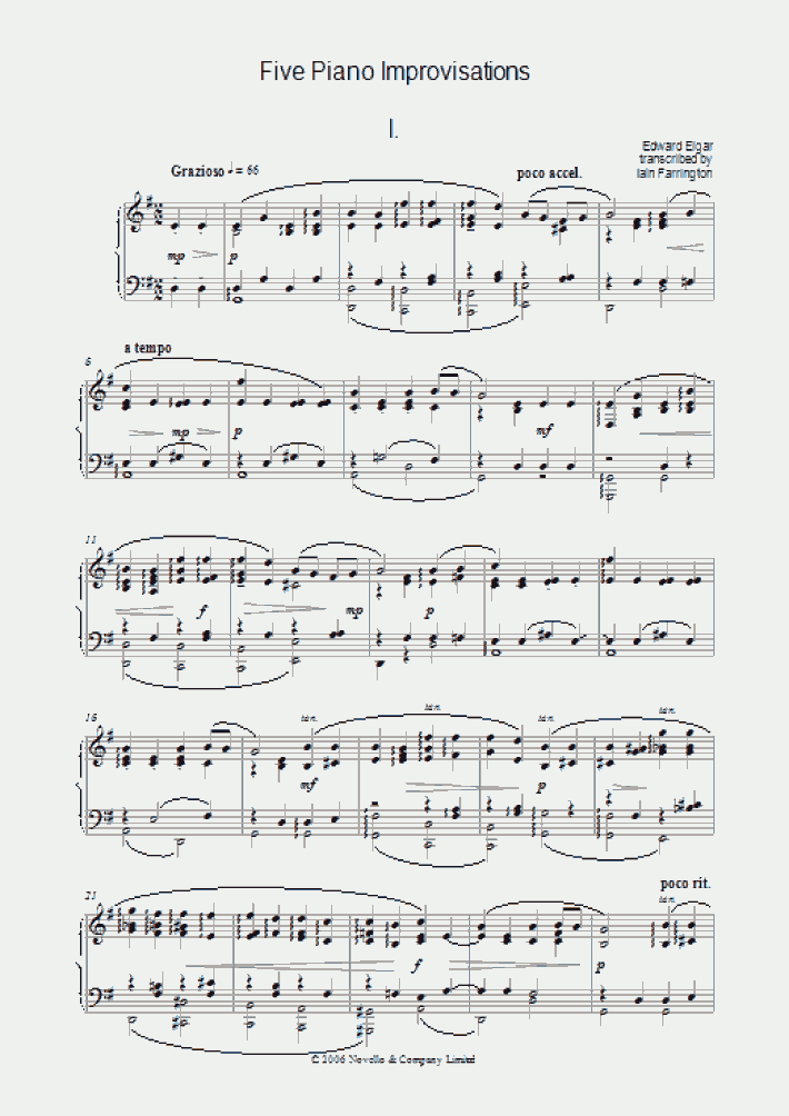 Five Piano Improvisations 1. Grazioso Piano Sheet Music