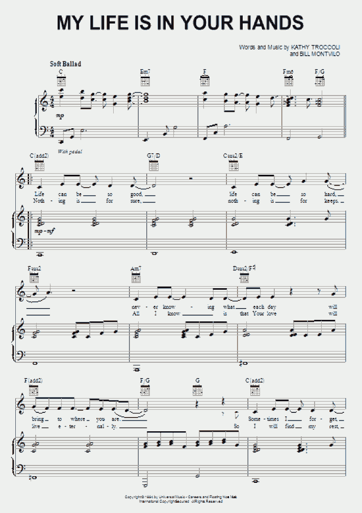 My Life Is In Your Hands Piano Sheet Music