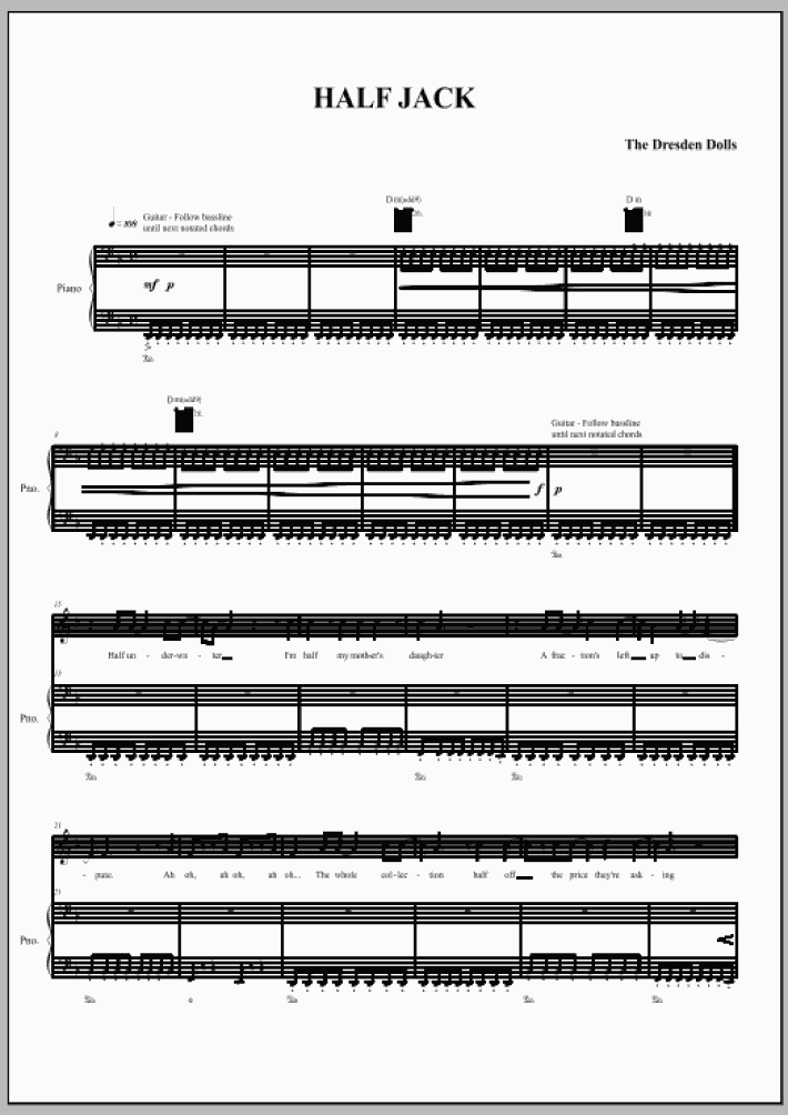 Half Jack Piano Sheet Music OnlinePianist