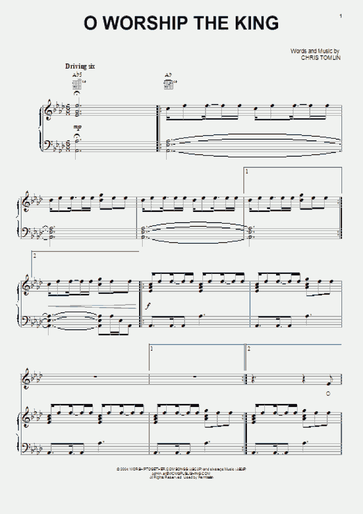 O Worship The King Piano Sheet Music Onlinepianist O worship the king, all glorious above o gratefully sing his wonderful love our shield and defender, the ancient of days pavilioned in splender, and girded with praise o tell of his might, o sing of his слова и текст песни chris tomlin o worship the king предоставлены сайтом megalyrics.ru. onlinepianist