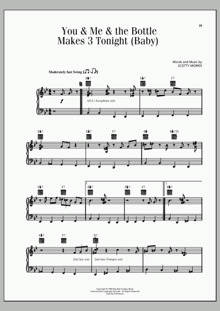 You Me The Bottle Makes 3 Tonight Piano Sheet Music bottle makes 3 tonight piano sheet music