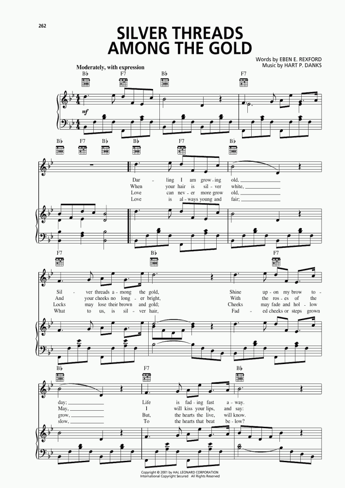 Silver Threads Among The Gold Piano Sheet Music