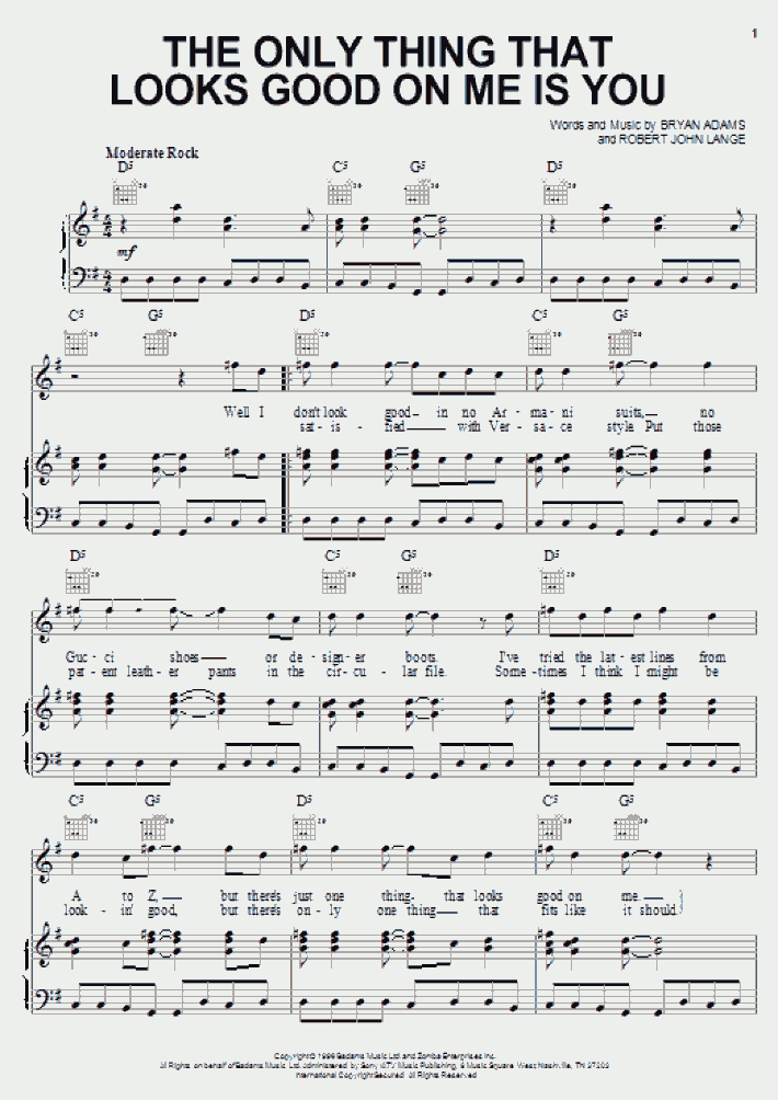 The Only Thing That Looks Good On Me Is You Piano Sheet Music