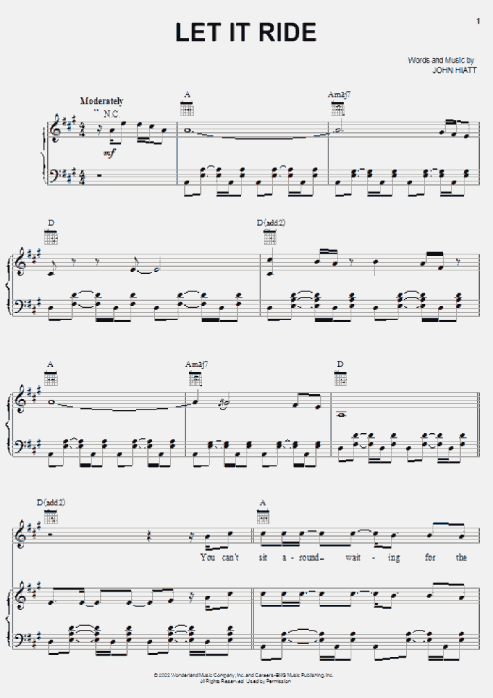 Let It Ride Piano Sheet Music OnlinePianist