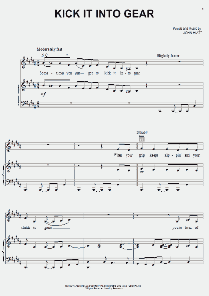 Kick It Into Gear Piano Sheet Music OnlinePianist