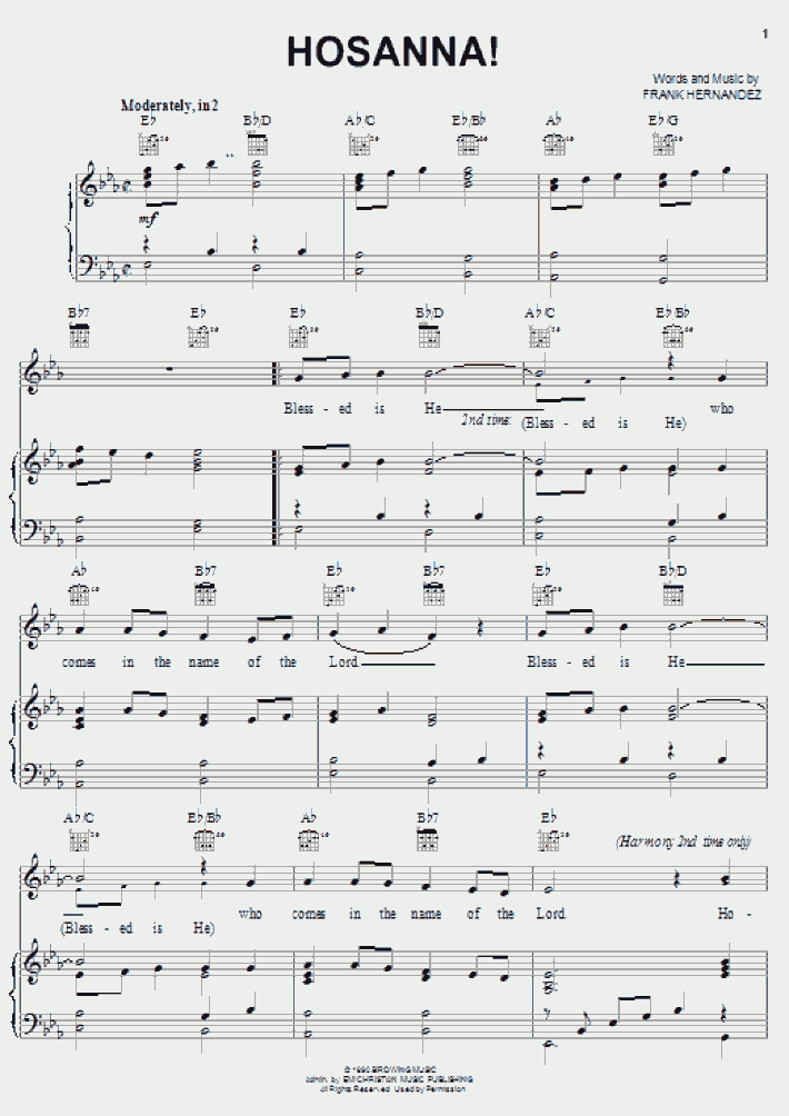 Hosanna! Piano Sheet Music | OnlinePianist