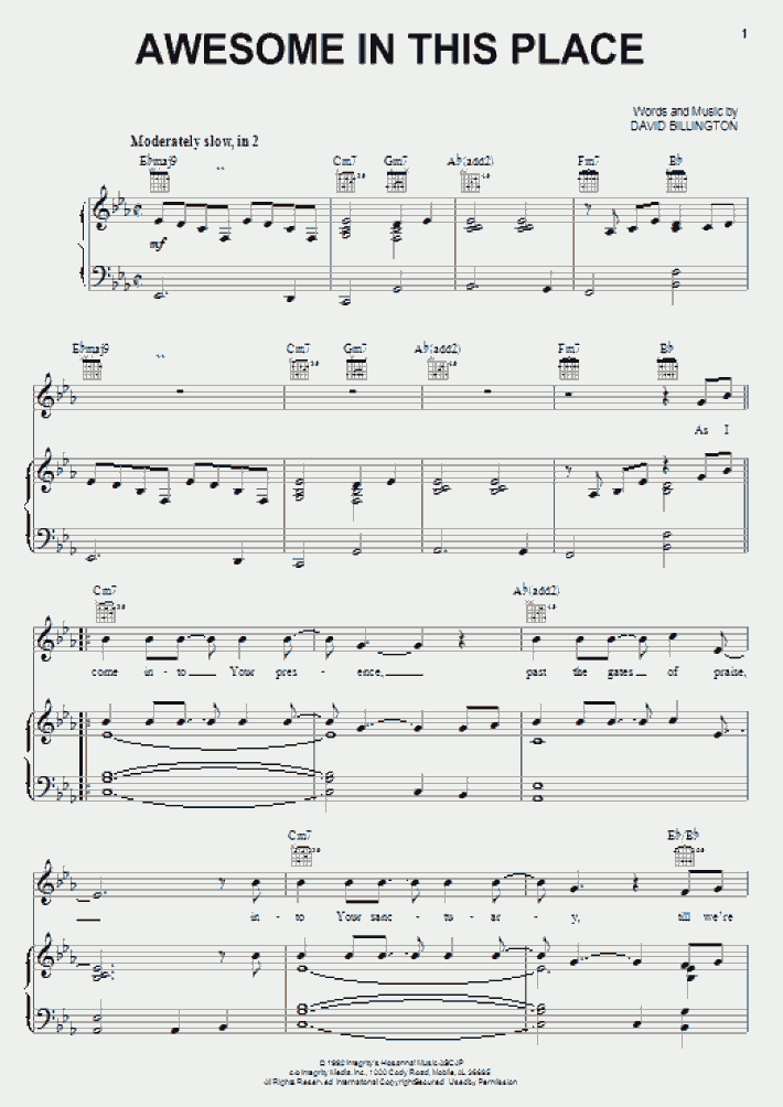 Awesome In This Place Piano Sheet Music OnlinePianist