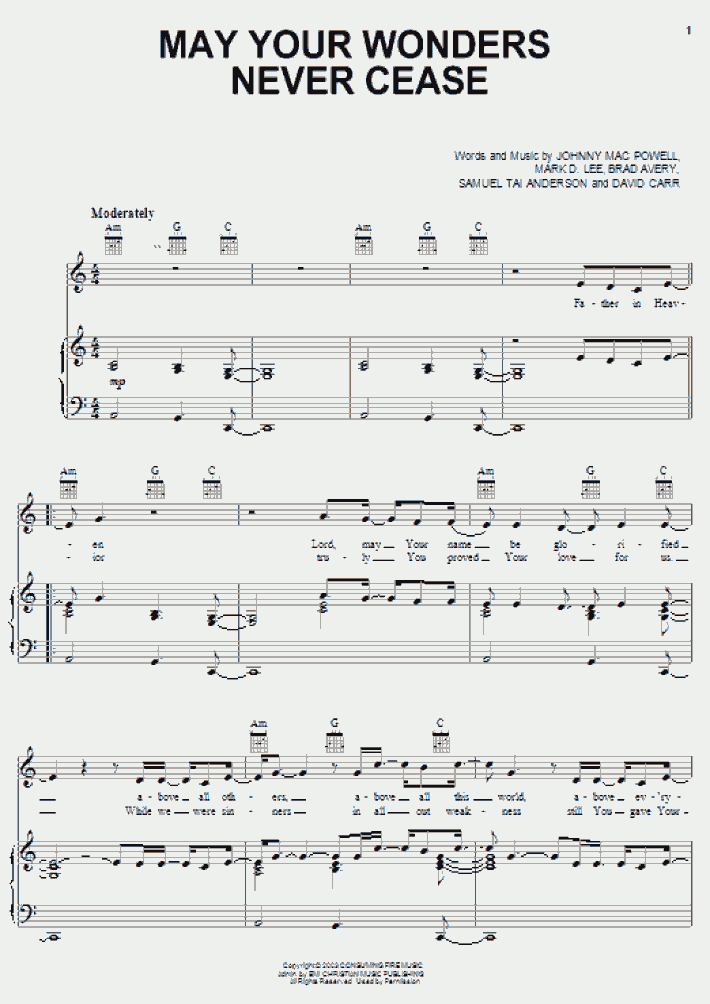 May Wonders Never Cease Piano Sheet Music