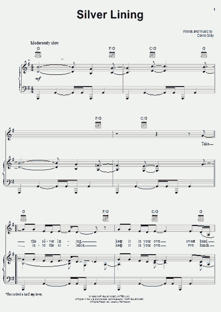 Silver Lining Piano Sheet Music OnlinePianist