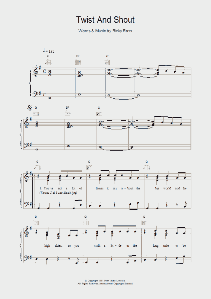 Twist And Shout Piano Sheet Music OnlinePianist