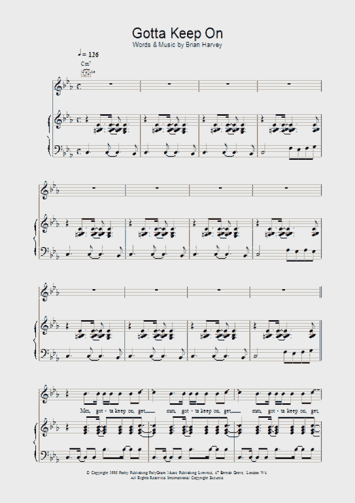 Gotta Keep On Piano Sheet Music OnlinePianist