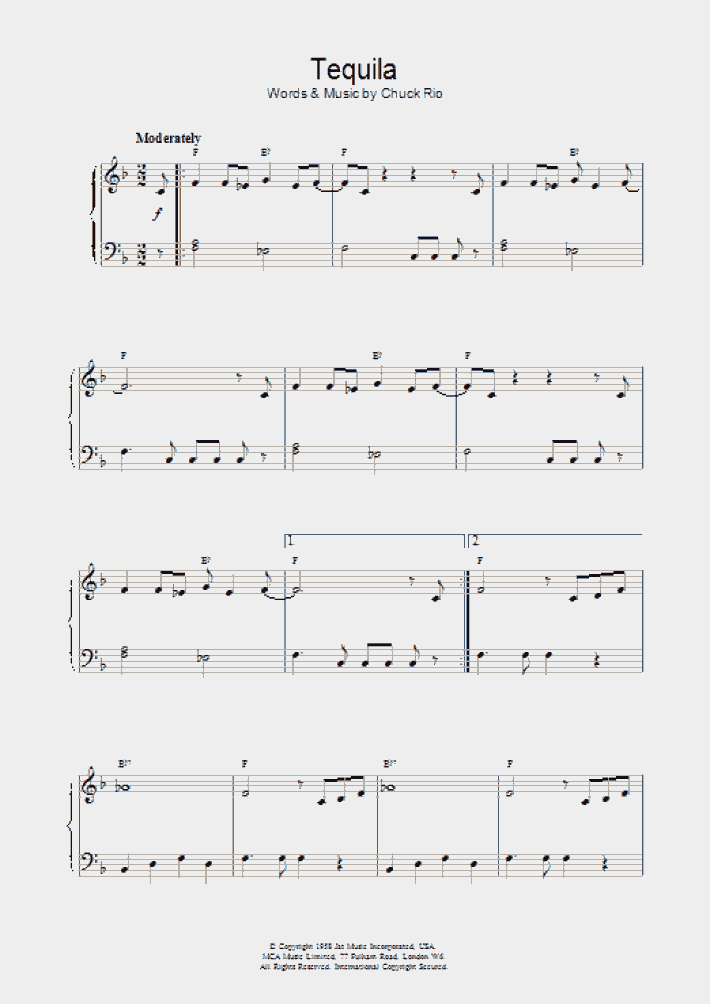 Tequila Piano Sheet Music OnlinePianist