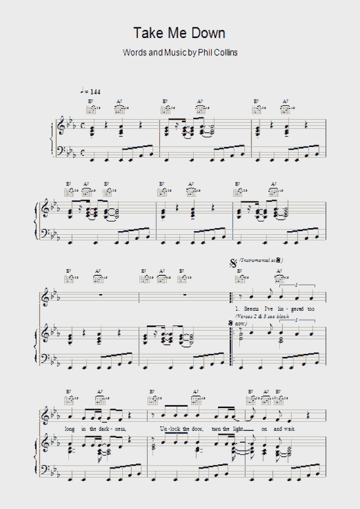 Take Me Down Piano Sheet Music OnlinePianist
