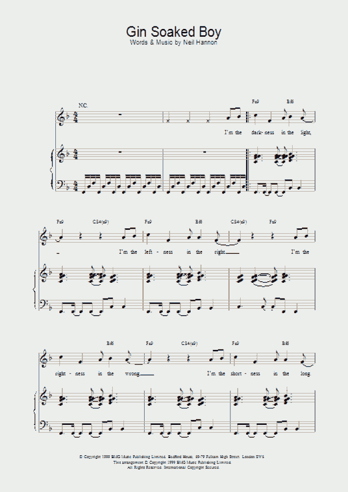 Gin Soaked Boy Piano Sheet Music OnlinePianist