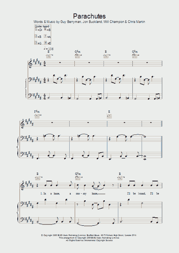 Parachutes Piano Sheet Music OnlinePianist