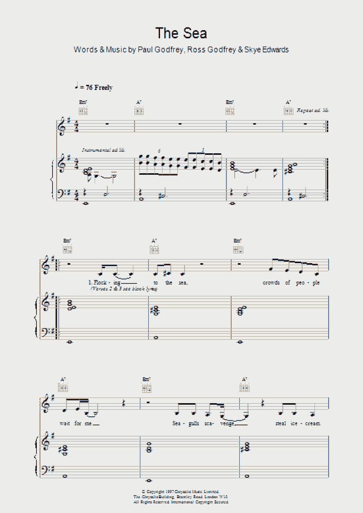 The Sea Piano Sheet Music | OnlinePianist