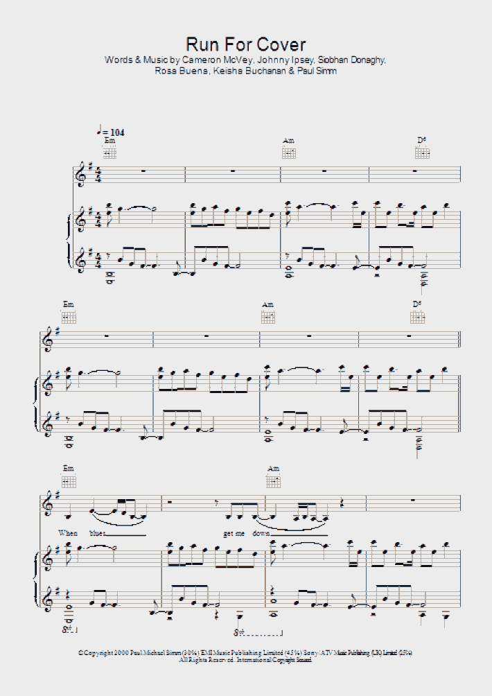 Run For Cover Piano Sheet Music OnlinePianist