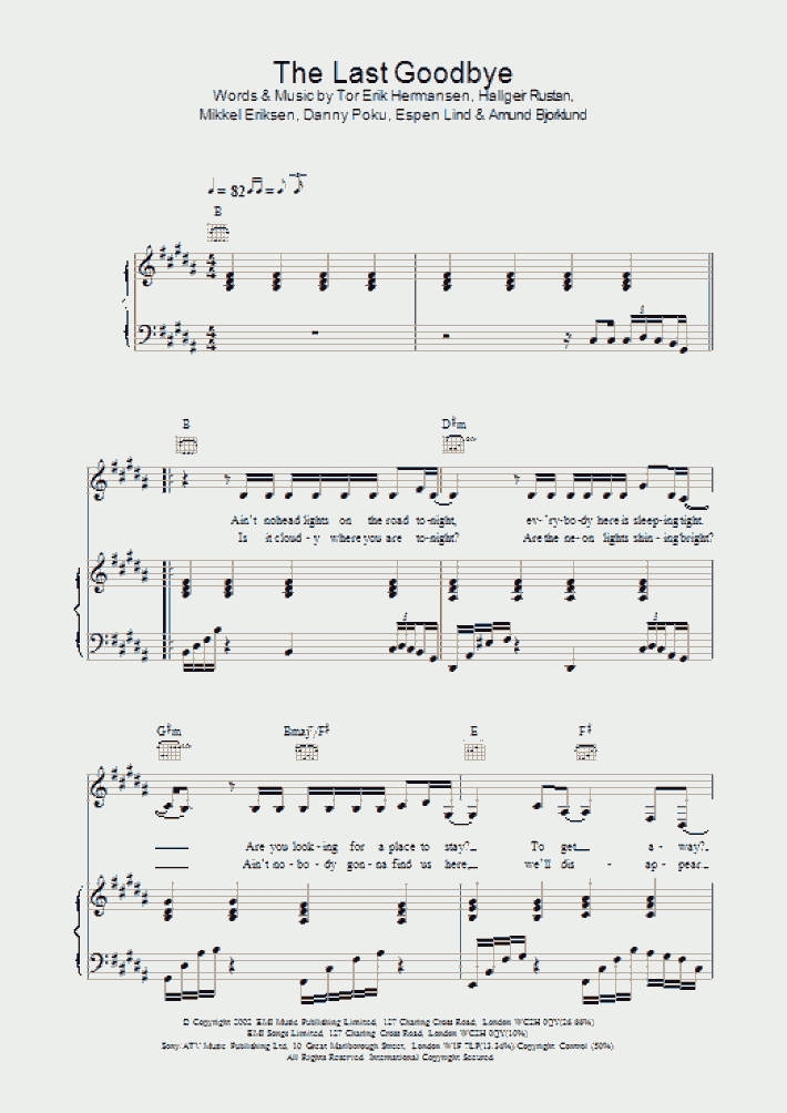 The Last Goodbye Piano Sheet Music OnlinePianist