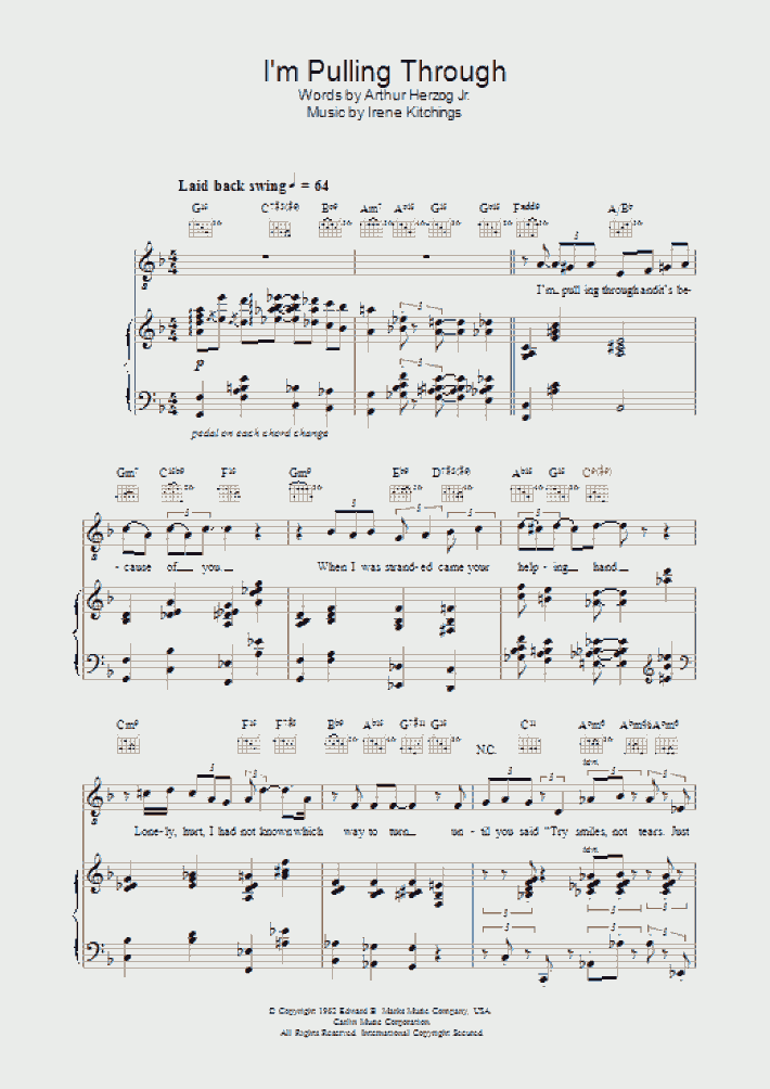 I'm Pulling Through Piano Sheet Music OnlinePianist