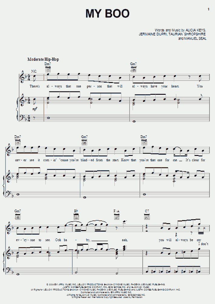 My Boo Piano Sheet Music Onlinepianist