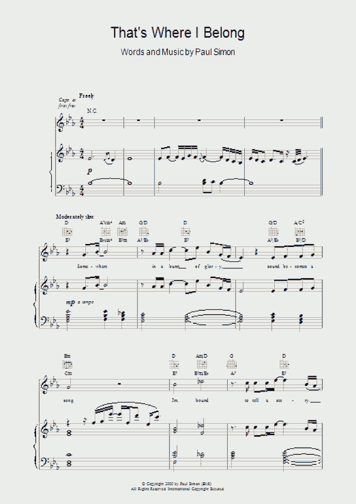 That's Where I Belong Piano Sheet Music OnlinePianist