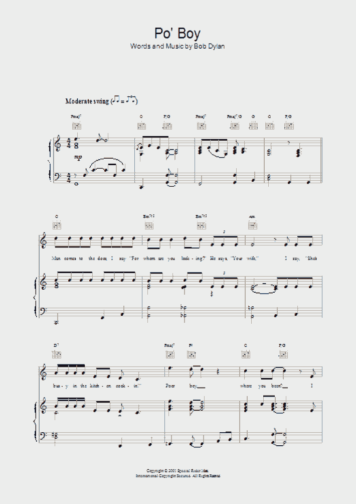 Po' Boy Piano Sheet Music OnlinePianist