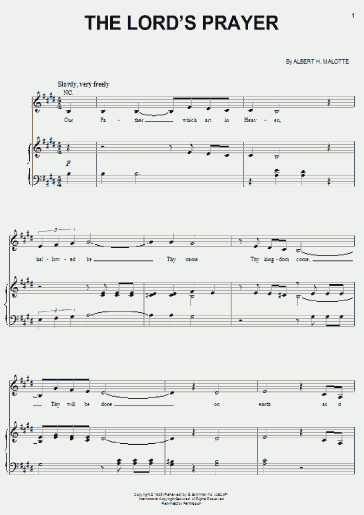 The Lord's Prayer Piano Sheet Music | OnlinePianist