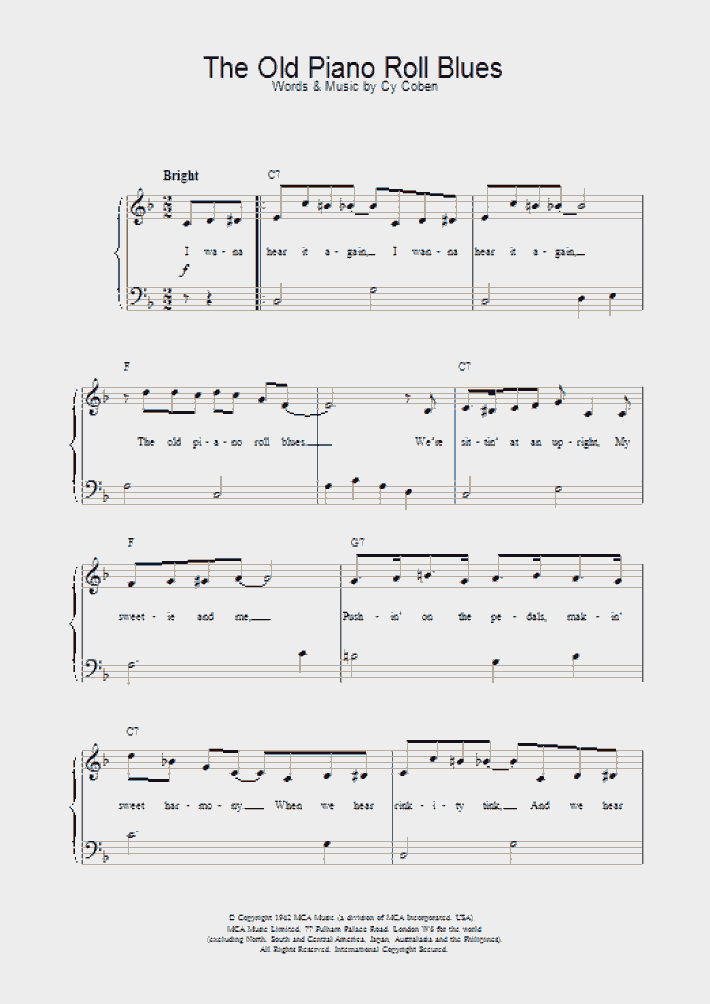 The Old Piano Roll Blues Piano Sheet Music