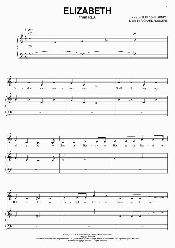 Elizabeth Piano Sheet Music | OnlinePianist