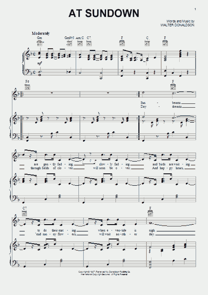 At Sundown Piano Sheet Music OnlinePianist