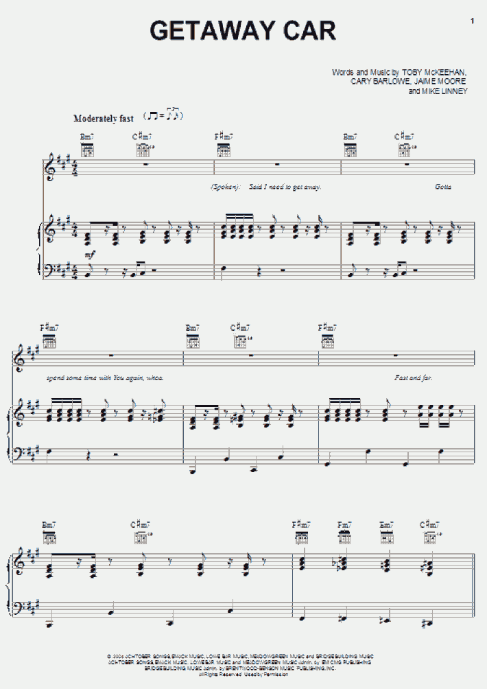 Getaway Car Piano Sheet Music OnlinePianist