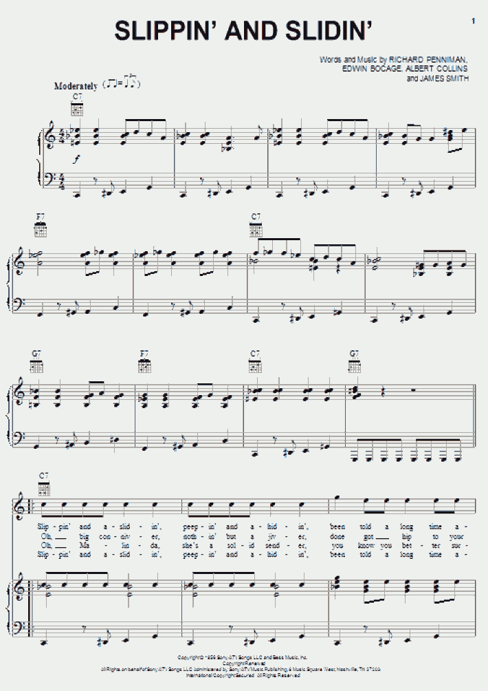 Slippin' And Slidin' Piano Sheet Music OnlinePianist