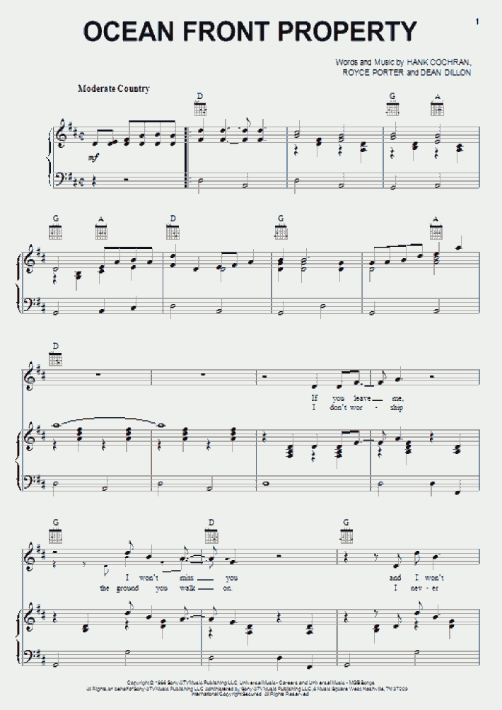 Ocean Front Property Piano Sheet Music OnlinePianist
