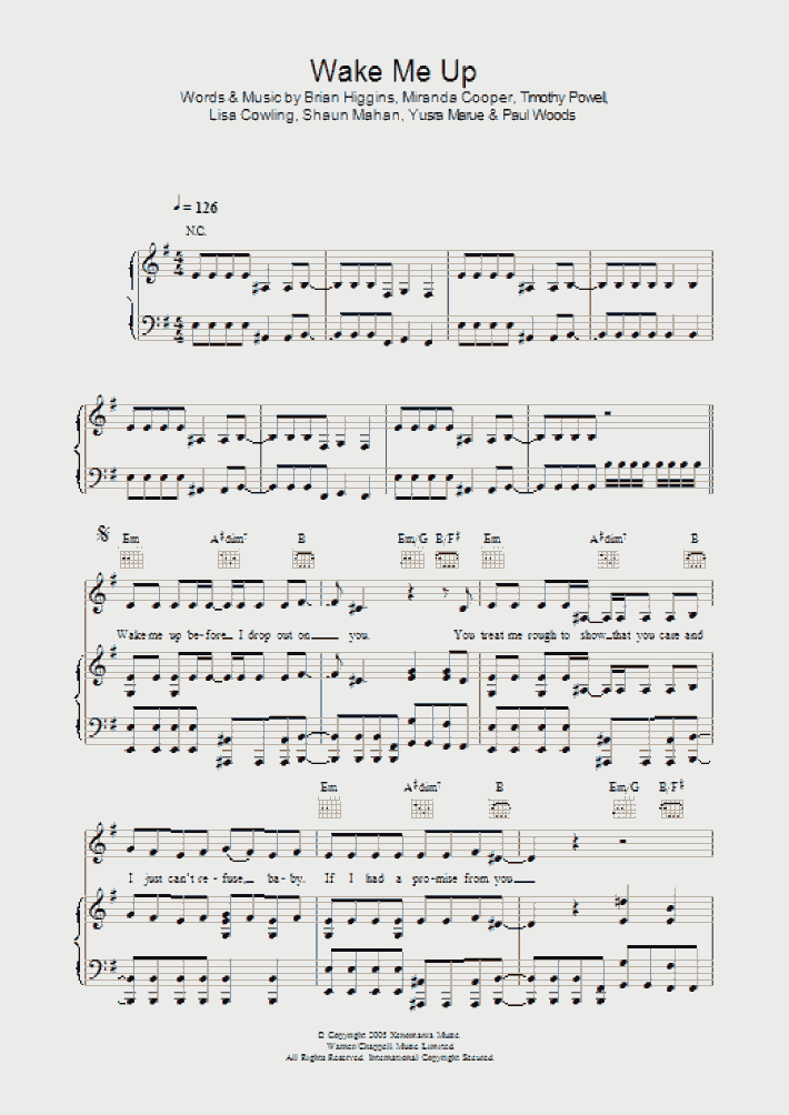 Wake Me Up Piano Sheet Music | OnlinePianist