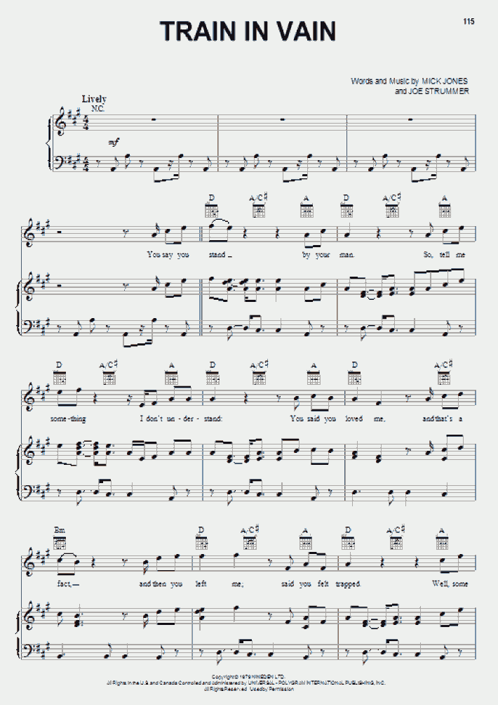 Train In Vain Piano Sheet Music OnlinePianist