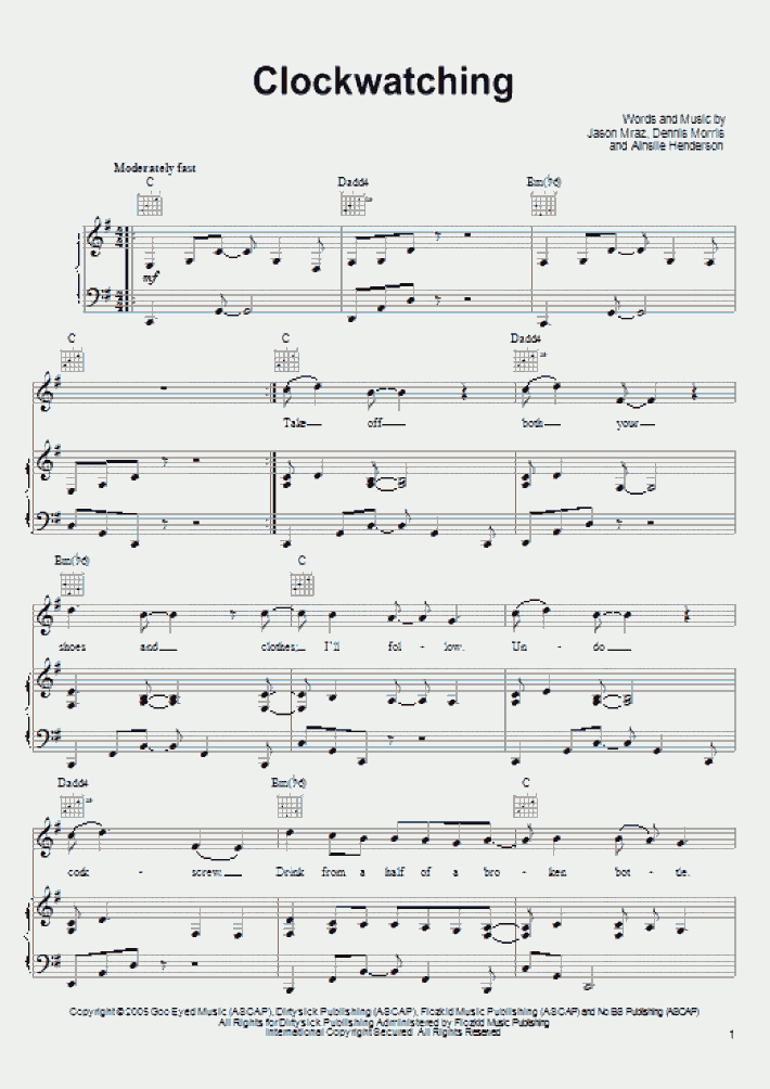 Clockwatching Piano Sheet Music OnlinePianist